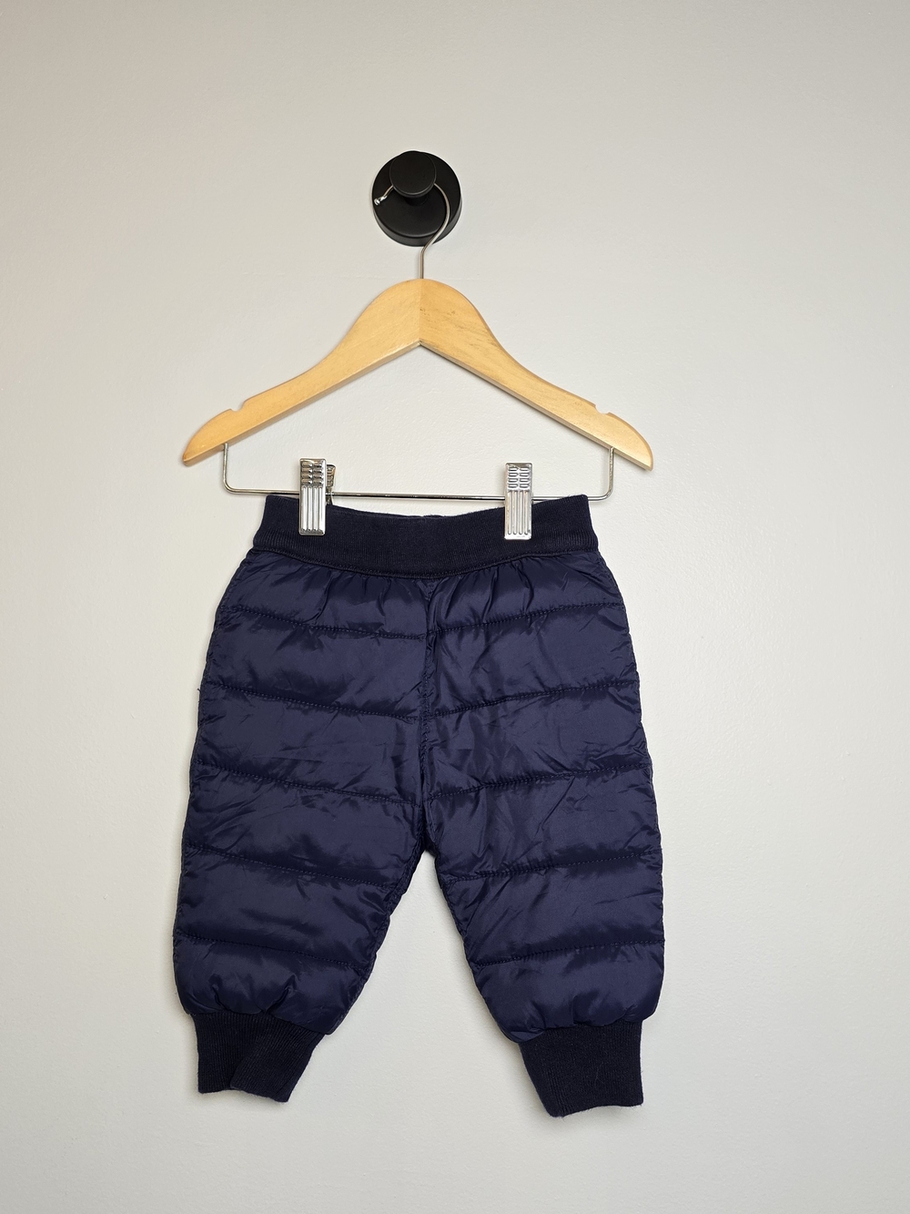 Kids Navy Quilted Puffer Pants Fully Lined.